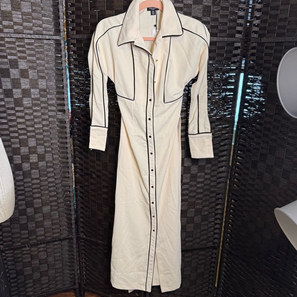 Karen Millen Dresses & Skirts - Karen Millen Petite Contrast Twill Woven Midaxi Dress Ivory US Size 0P 2P